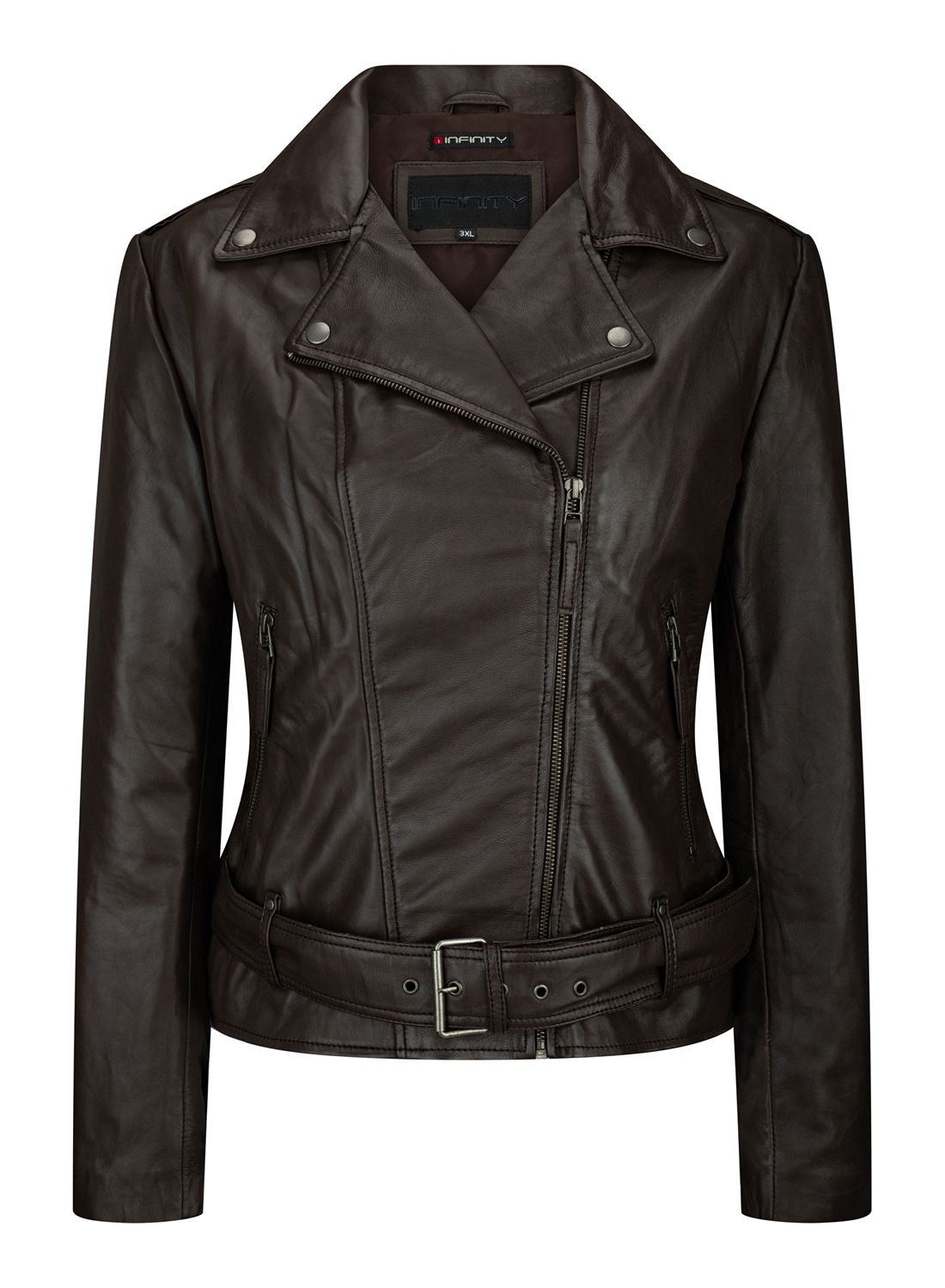 

Загорелая натуральная кожаная куртка Slim Fit Biker TruClothing, коричневый