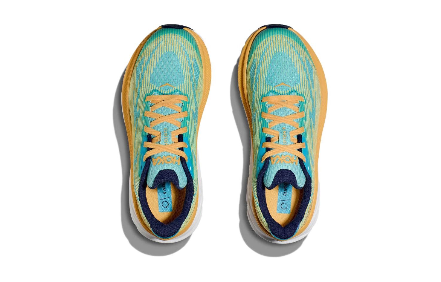 Кроссовки Clifton 9 Kids" для бега для детей Hoka One One, цвет Blue/Yellow — фото 3