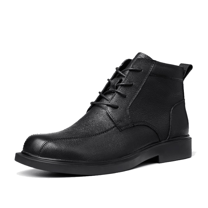

LEYGMENLG Мужские зимние ботинки с меховой подкладкой высотой 3 см черные, цвет Black Fleece-Lined