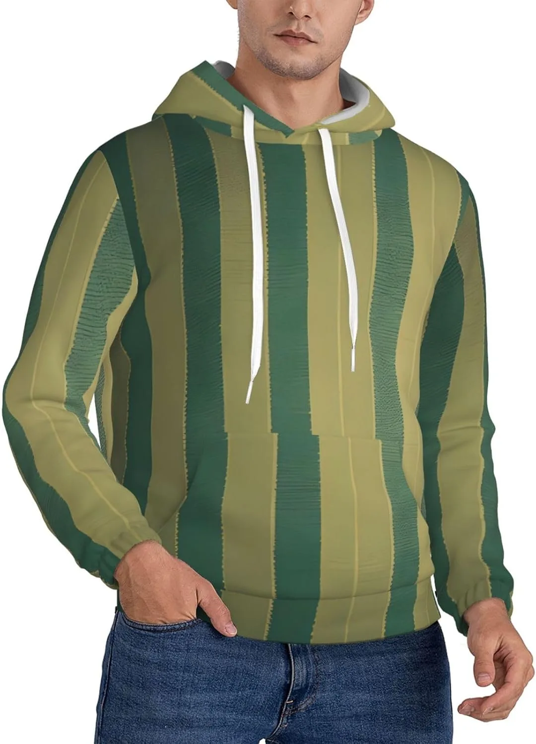 

Байерк мужская флисовая худи с капюшоном — ретро полоска, мягкий теплый хлопковый свитшот с карманом BaerK