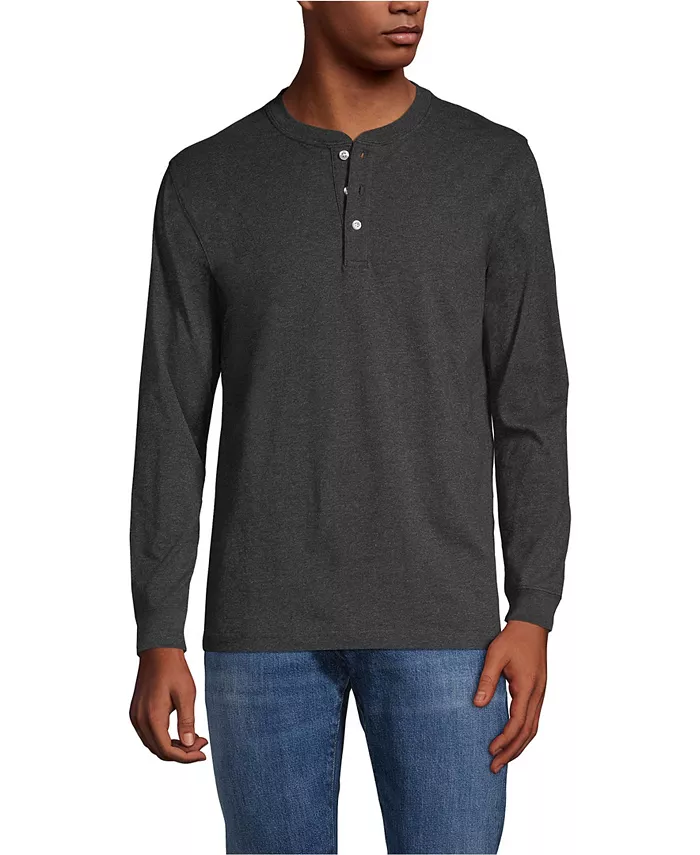 

Футболка с длинным рукавом Henley Big & Tall Super-T Lands' End, черный
