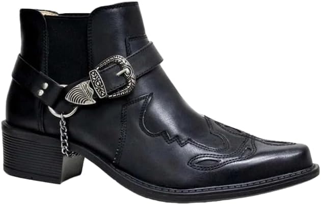 

Мужские ковбойские сапоги Hhhchpm - стиль вестерн, высокой голени, Заостренные мотоботы для езды на мотоцикле и торжественных случаев, черный