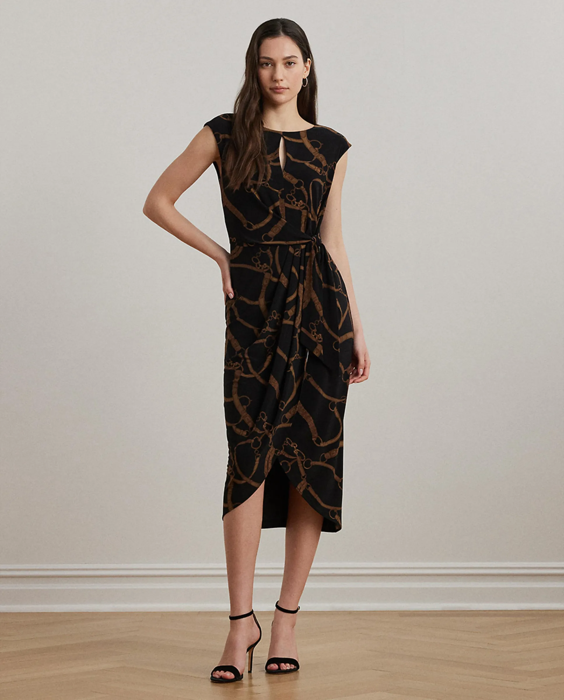 

Эластичное джемперовое платье с узлом Lauren Ralph Lauren, черный