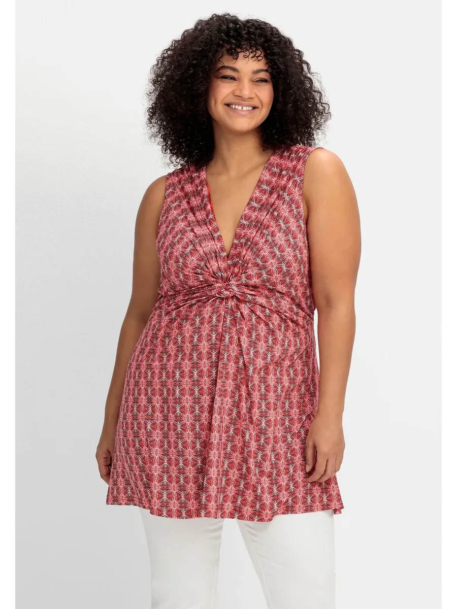 

Длинный топ sheego by Joe Browns "больших размеров" с орнаментом и узлами, цвет Rot Gemustert