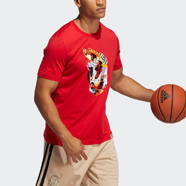 Футболка dame abstract t lillard баскетбол спорт мультфильм короткий рукав Adidas, красный — фото 4