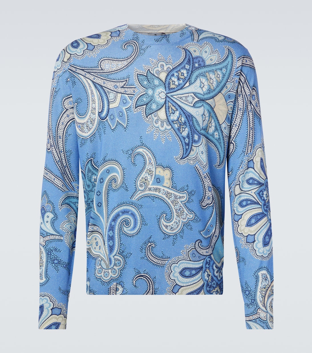 

Шелковый свитер с узором пейсли и кашемиром Etro, Print On Pale Blue Base