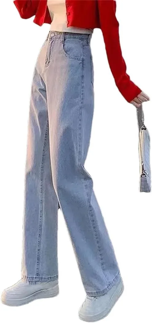 

Женские джинсы прямого кроя с высокой талией и свободным силуэтом