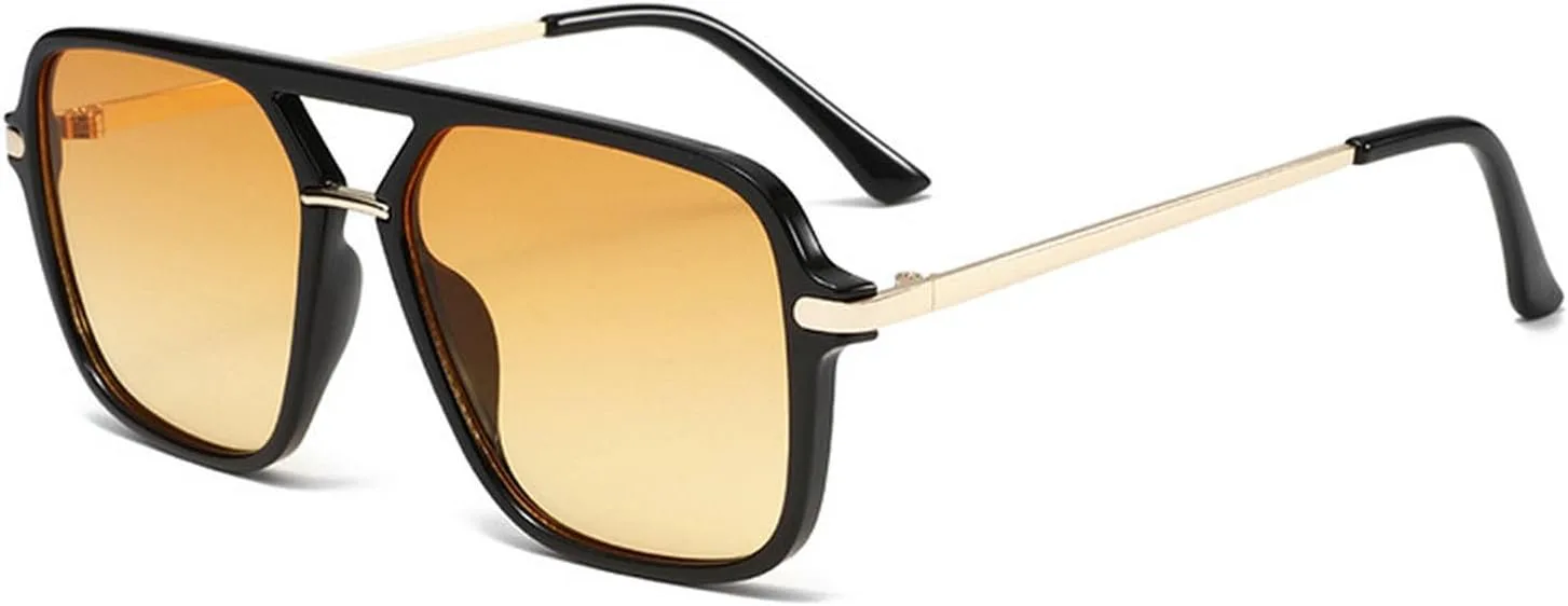 

Модные солнцезащитные очки-пилот большого размера для женщин и мужчин, ретро-очки квадратной формы, винтажные солнцезащитные очки для женщин mincl, Black Orange