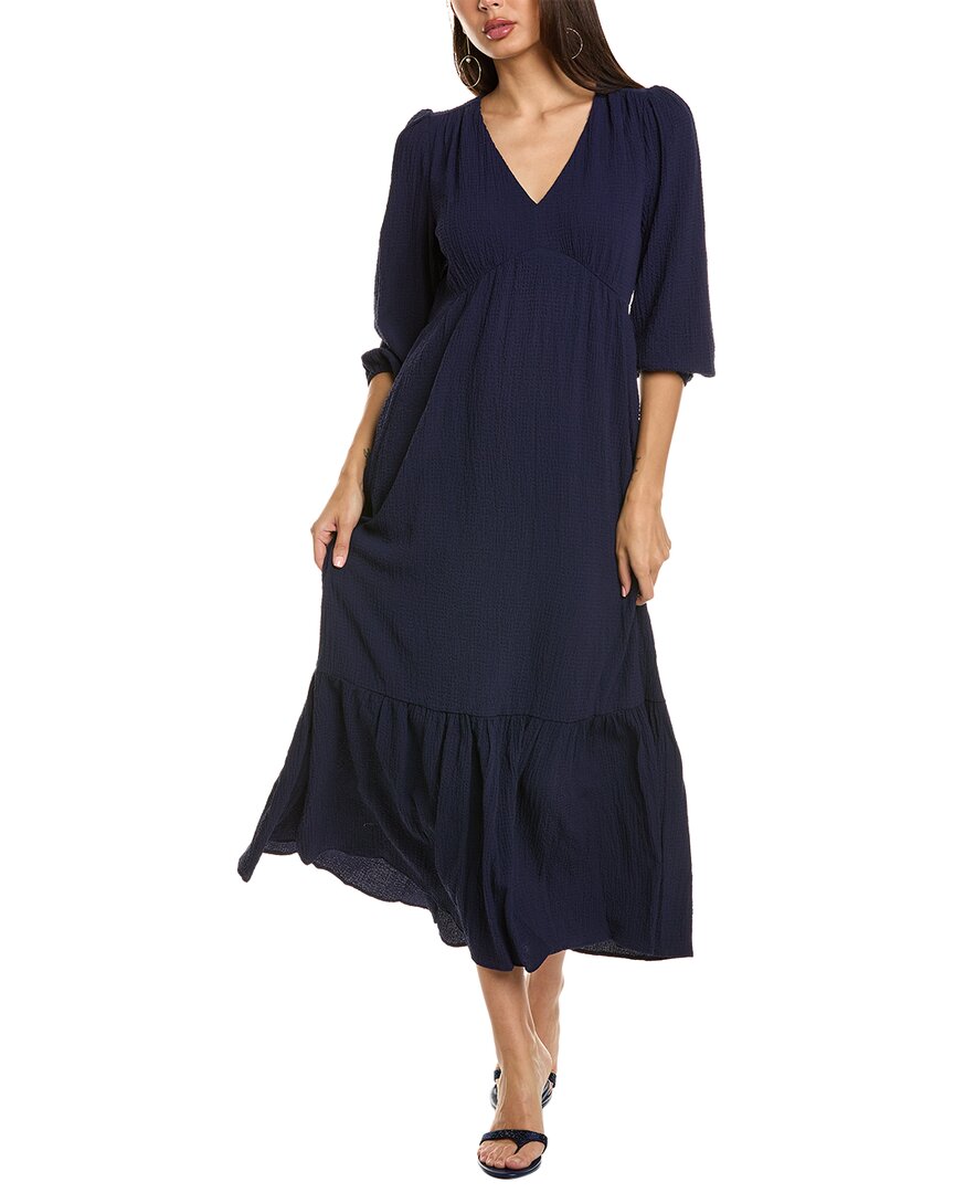 

Платье макси с оборками Anne Klein, темно-синий