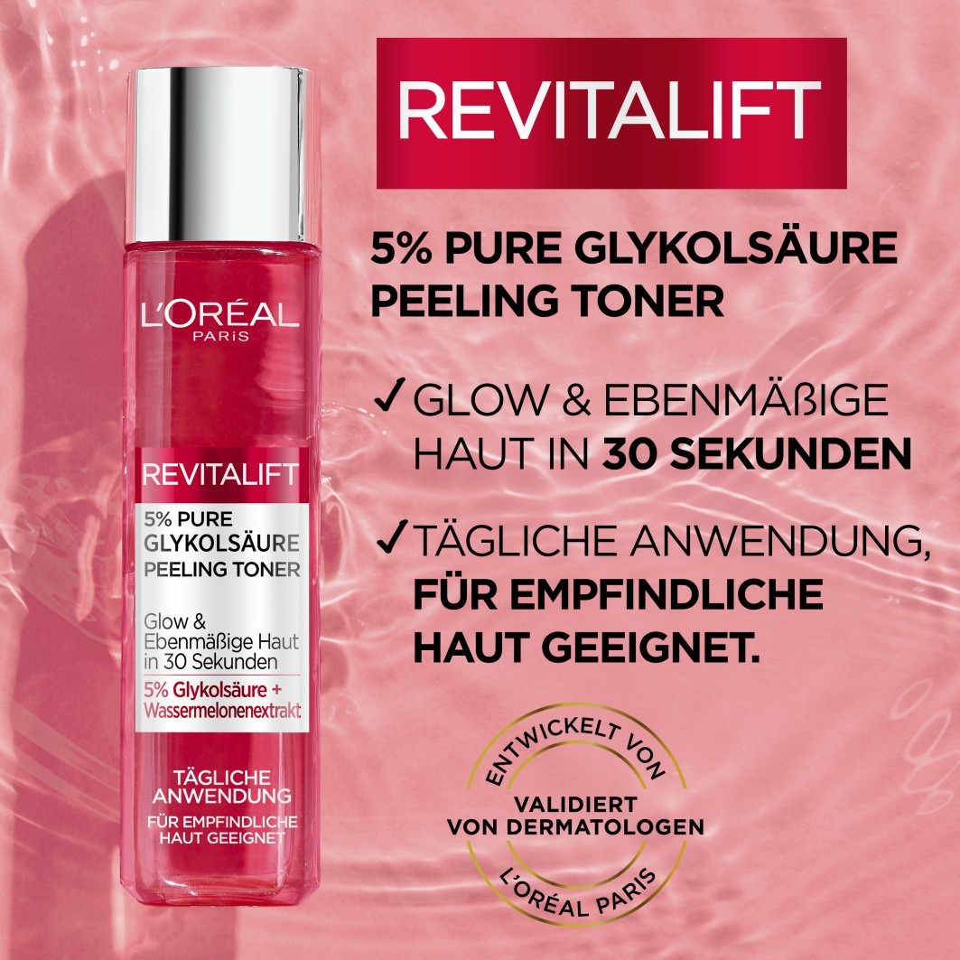 Скраб для лица revitalift 5% pure glykolsäure peeling toner Loreal Paris, объем 180 мл — фото 3
