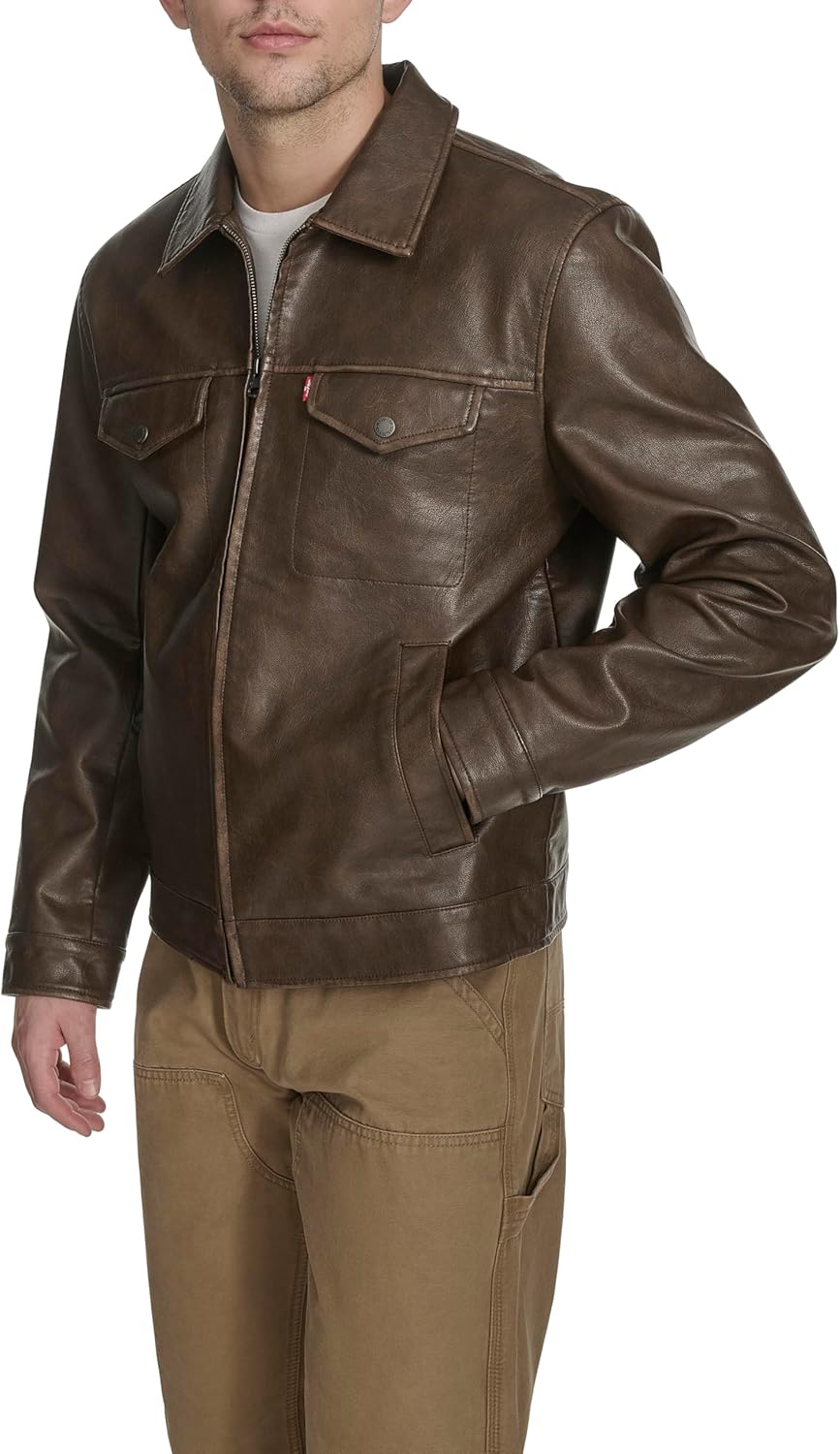 Мужская куртка Levi's из искусственной кожи Levi's Modern Trucker Jacket, Saddle — фото 2