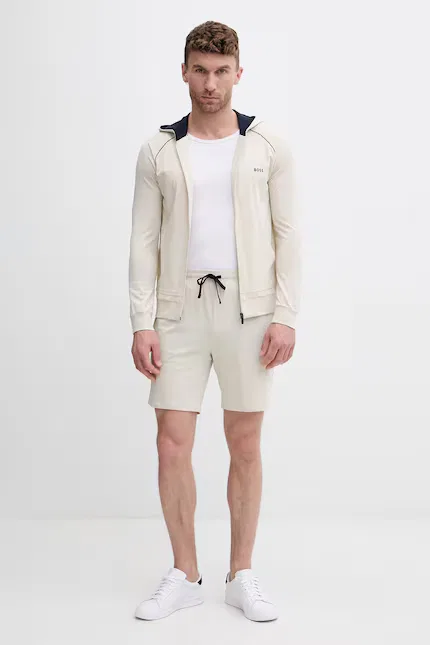 Бежевая толстовка с капюшоном Mix&Match Jacket H BOSS — фото 2
