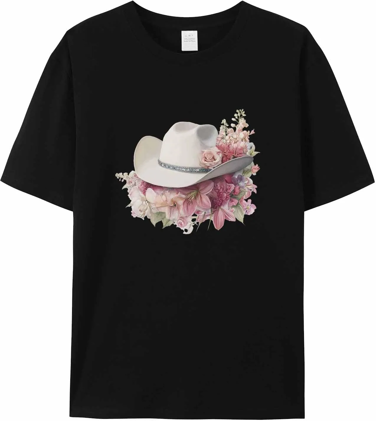 

Мужская футболка с коротким рукавом и круглым вырезом, White Cowboy Hats jdudh