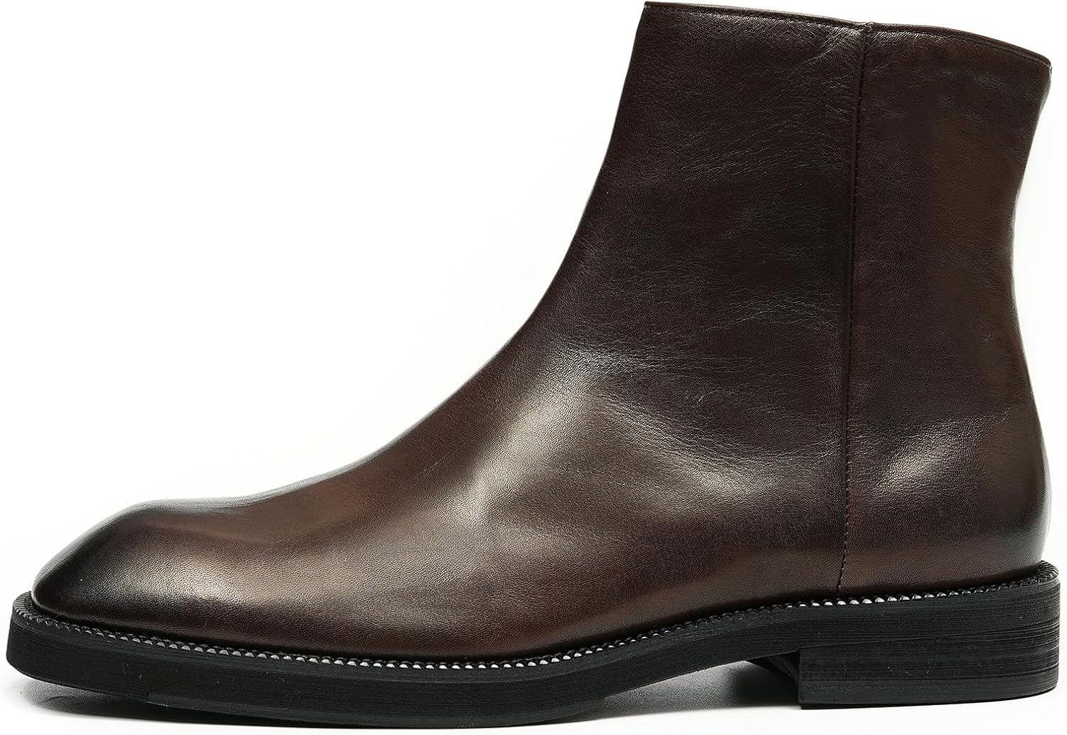 Мужские ботинки Chelsea Santimon, черные, классические, ручной работы из кожи, с застежкой-молнией, модные повседневные ботинки до щиколотки для мужчин — фото 2