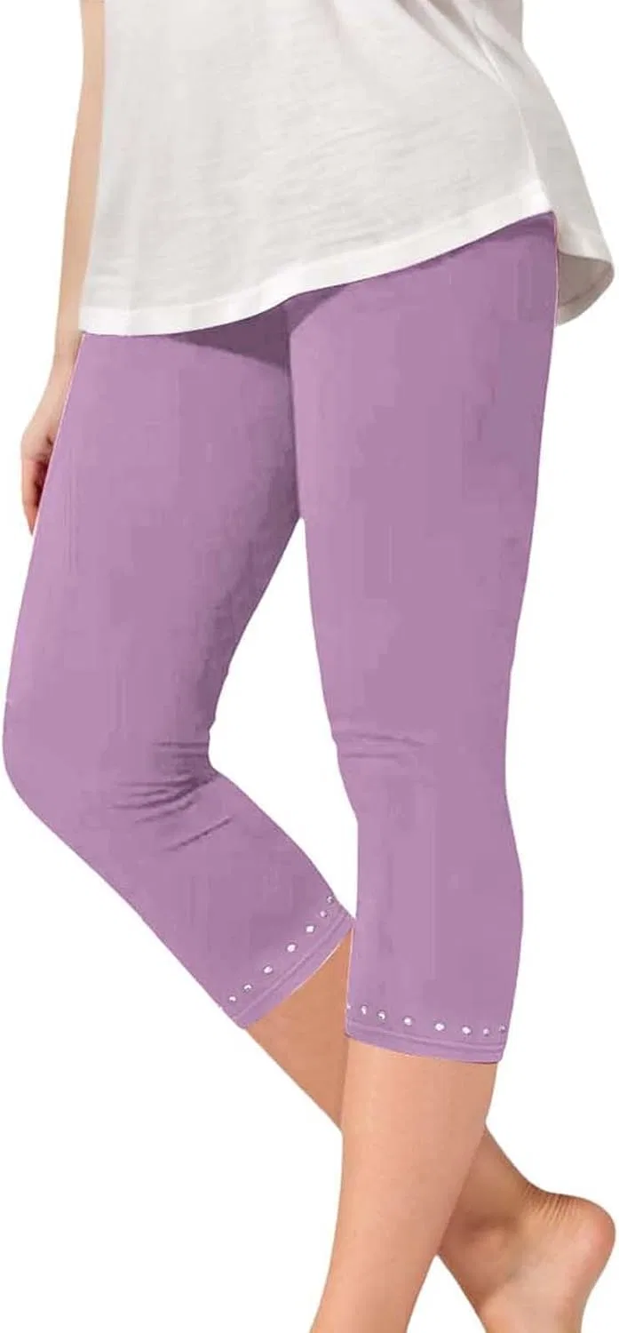 Леггинсы 3/4 с кружевной отделкой, Generic, Purple-1
