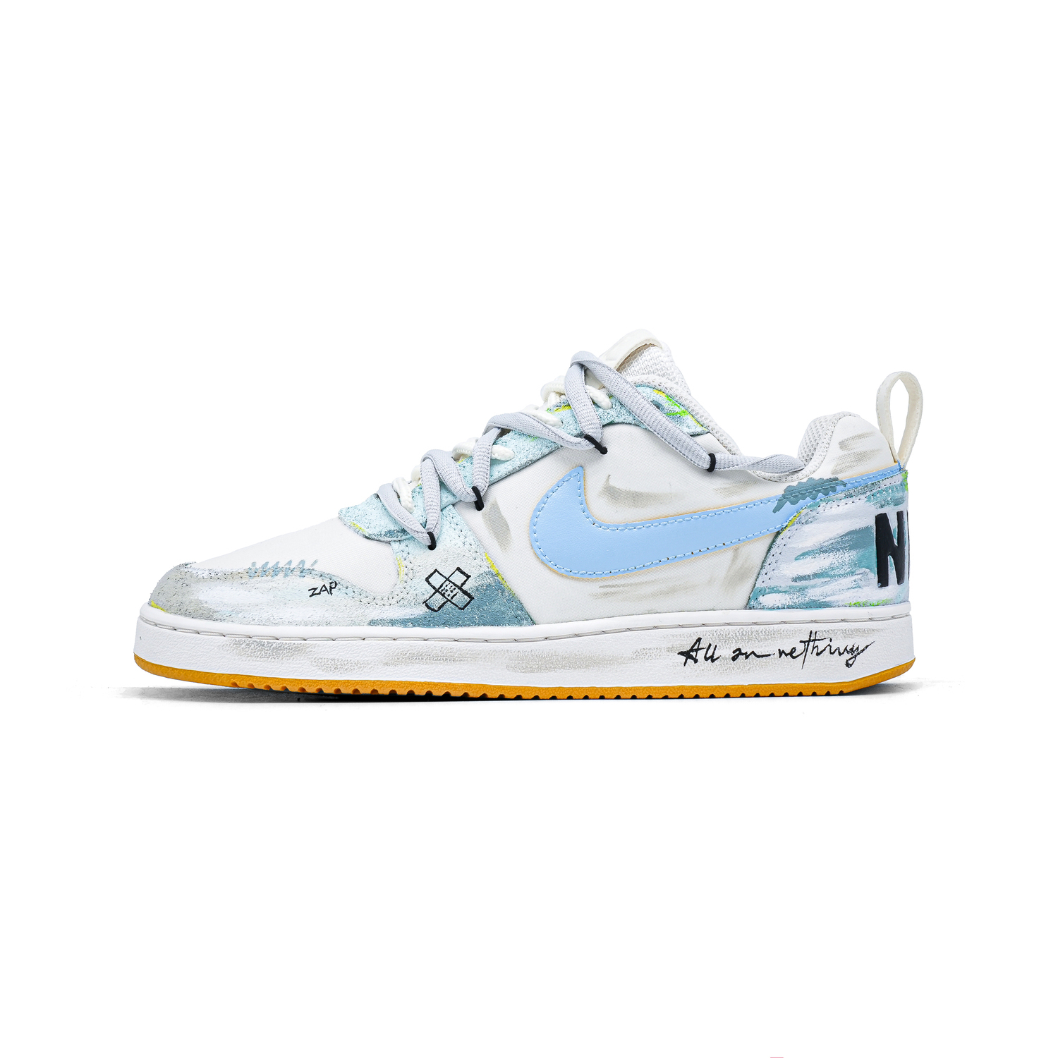 

Nike Кроссовки для скейтбординга Court Borough Jade Sea Blue низкие мужские бело-голубые