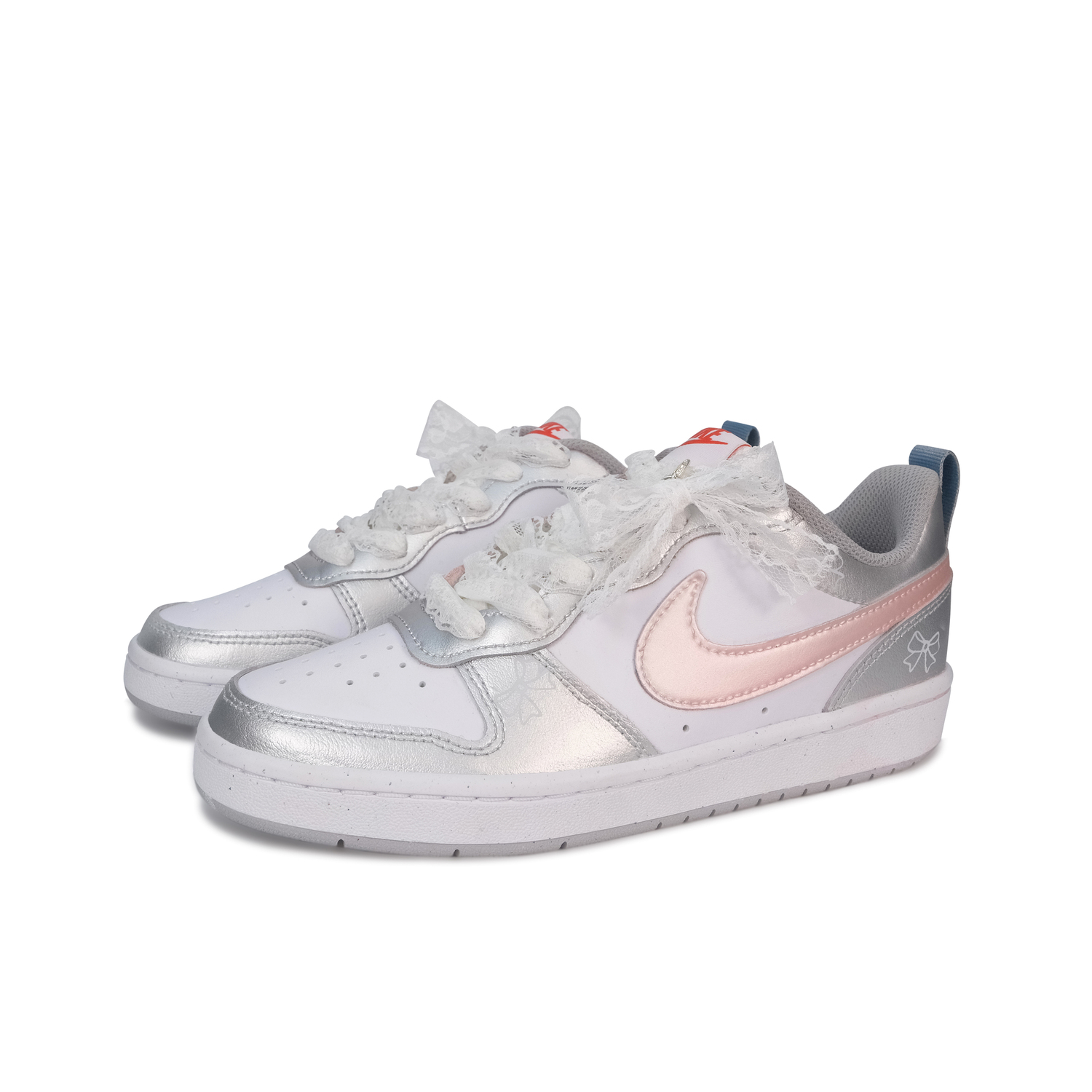 Nike Court Borough нескользящие износостойкие низкие детские скейтбординг кроссовки Silver для подростков — фото 4