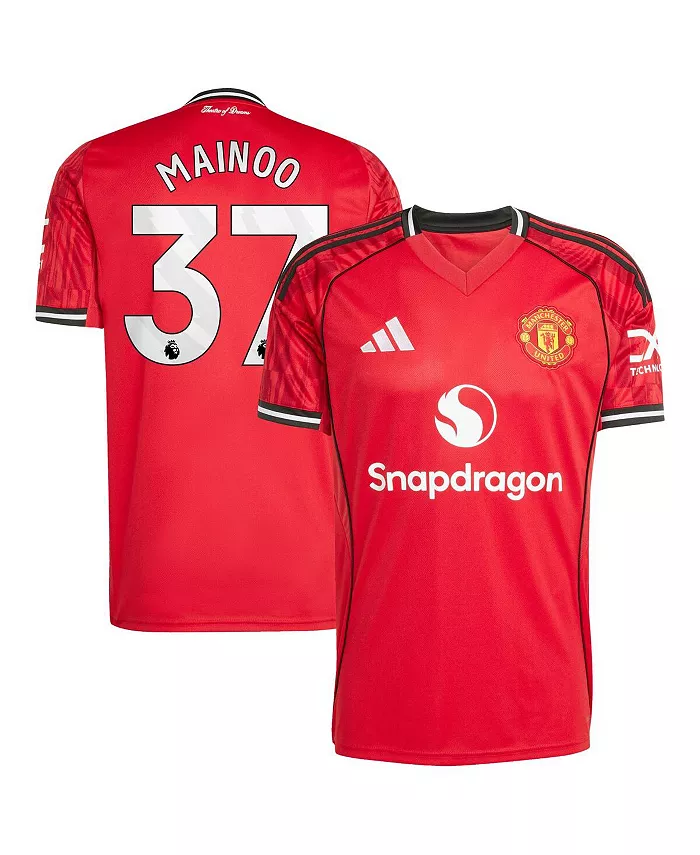 

Мужская футболка Kobbie Mainoo красная Manchester United домашняя реплика игровой формы 2025/26 Adidas