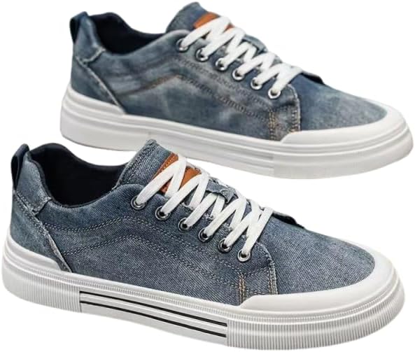 

Мужские джинсовые низкие кеды Повседневные тканевые джинсовые туфли Модные мужские повседневные туфли Generic, синий