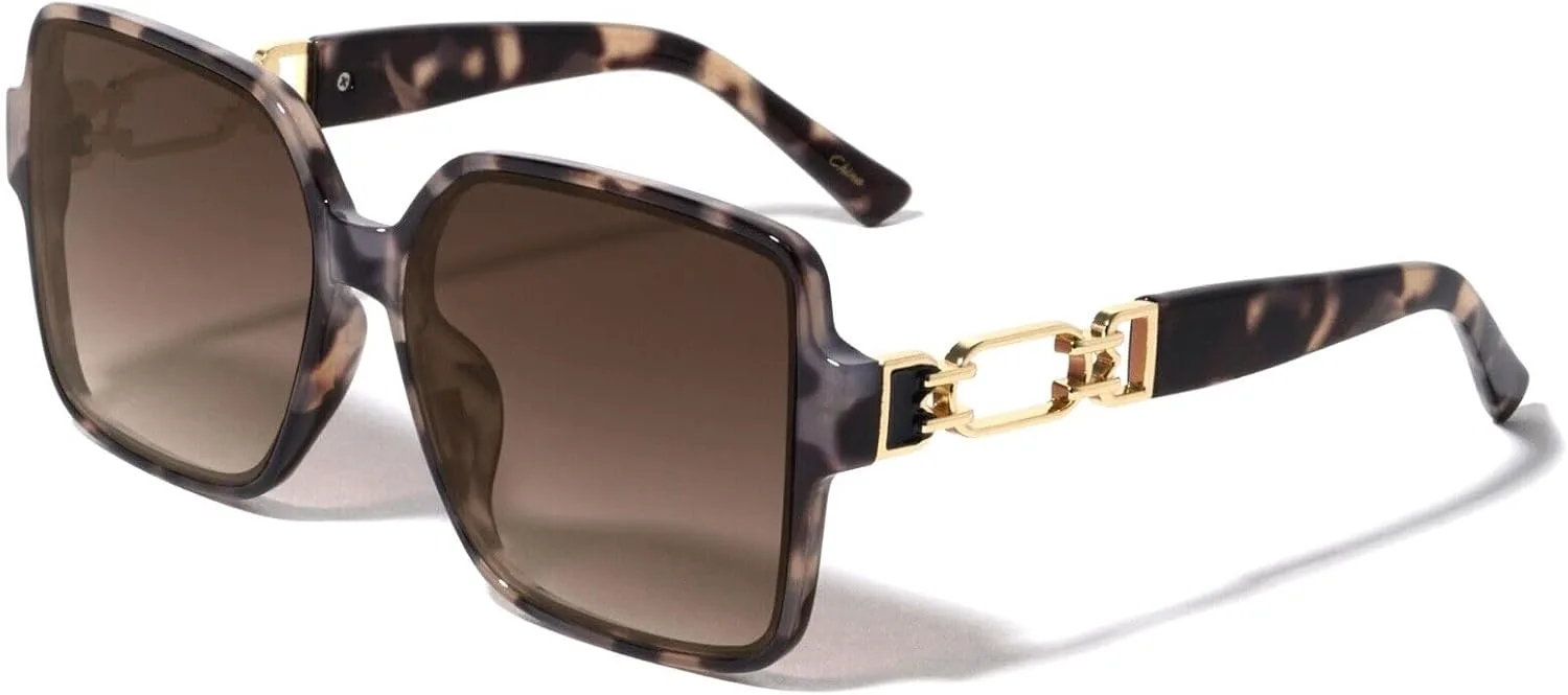 

Женские солнцезащитные очки Dweebzilla увеличенного квадратного размера в стиле ретро от известного дизайнера, Grey Tortoise Frame - Brown Gradient Lenses