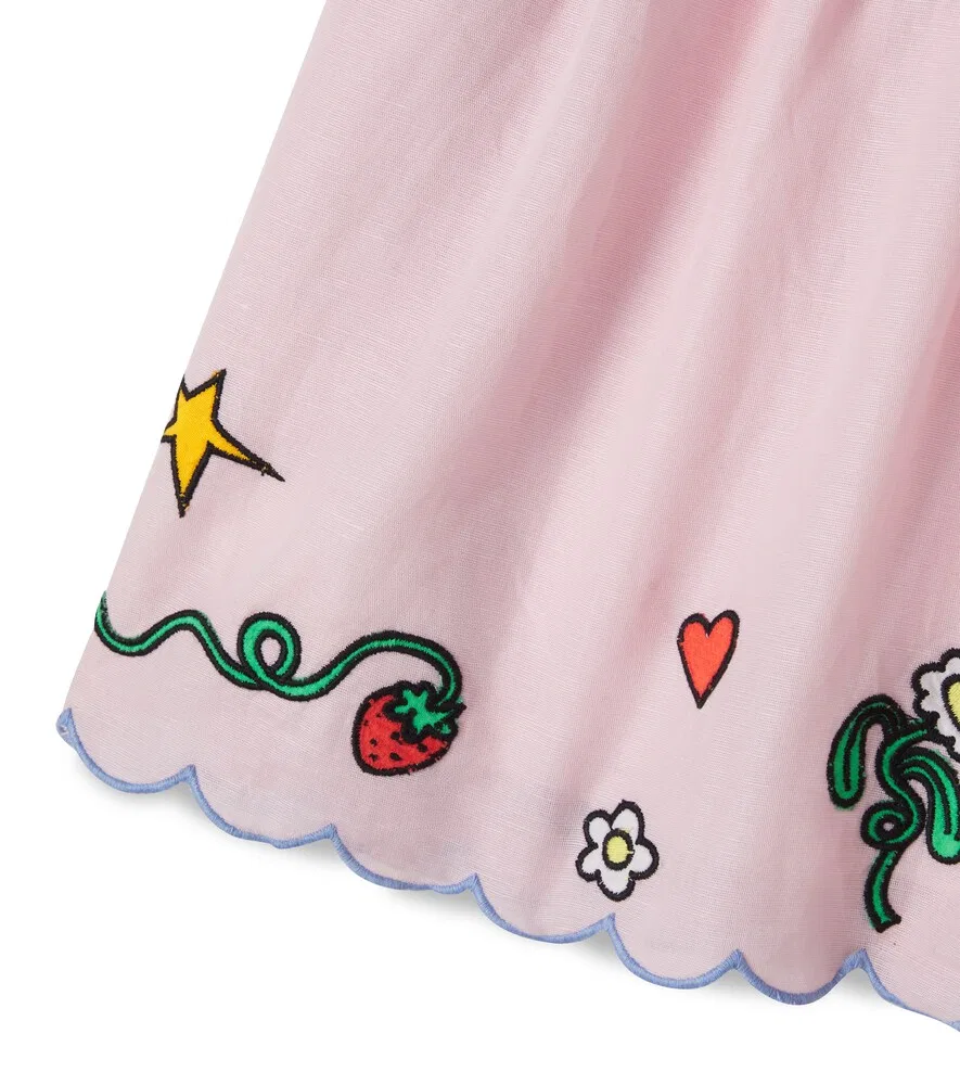 Вышитая юбка из льна и хлопка Stella McCartney Kids, розовый — фото 4