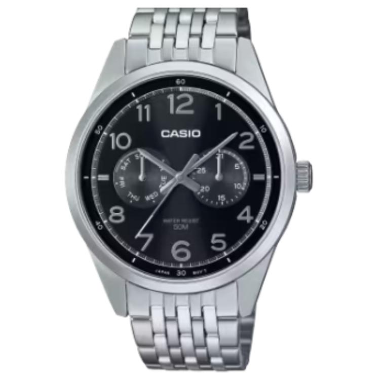

CASIO Часы Quartz Movement Stainless Steel Strap Watch Men's Watch Black Dial, Black Dial