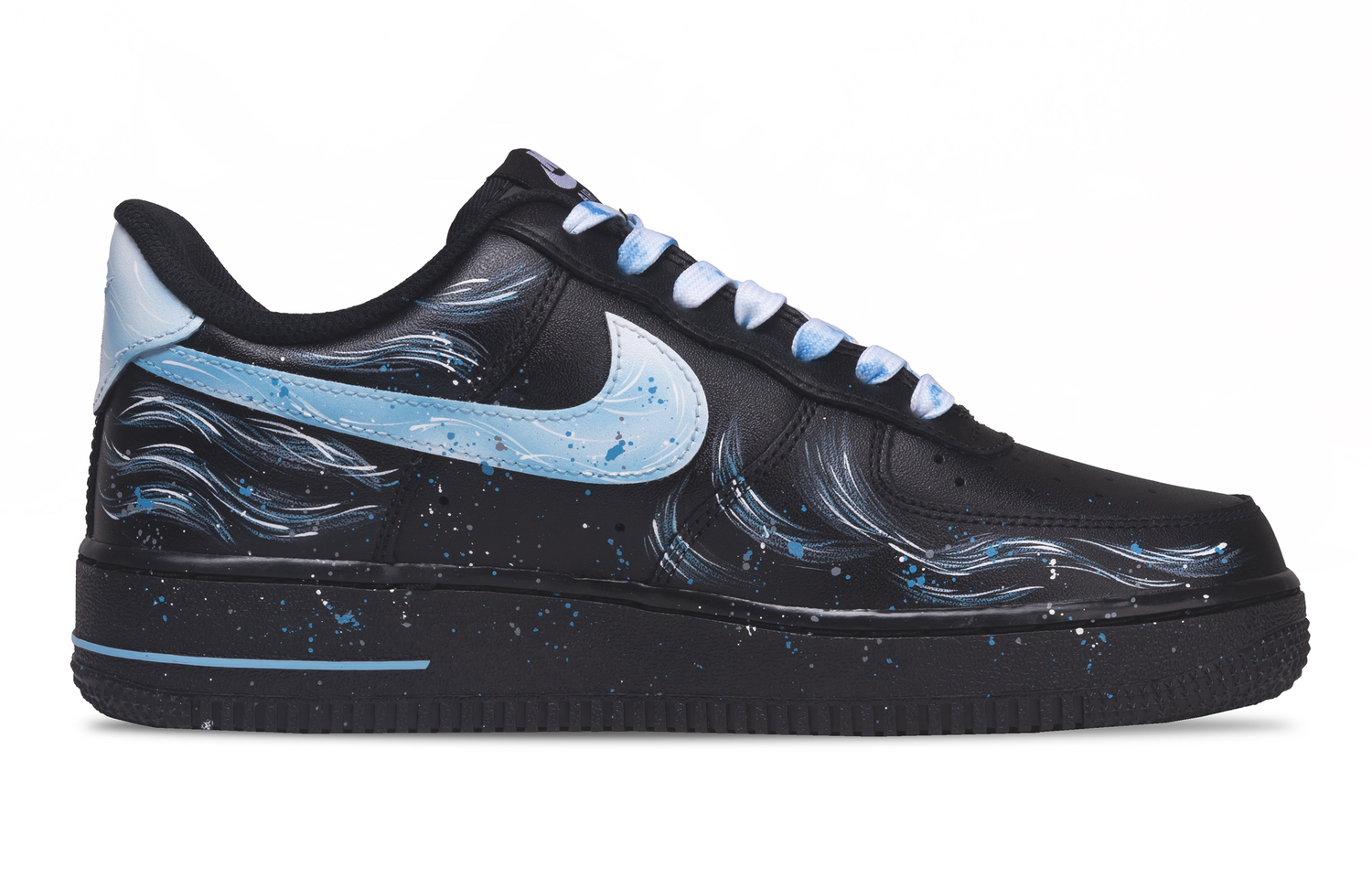Nike Кроссовки для скейтбординга Air Force 1 Galaxy Realm Abrasion Resistant Low top Unisex черно-синие — фото 4