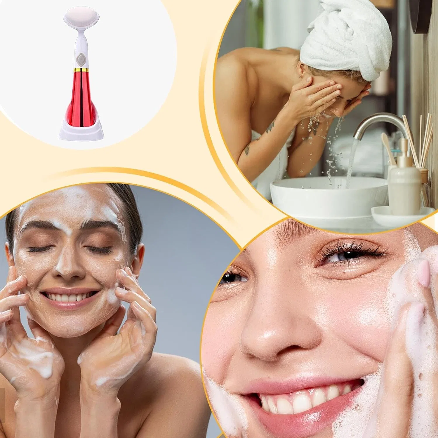 Беспроводная щетка для очищения лица Generisch, Electric Facial Cleansing Brush With Soft Bristles (Ran — фото 4