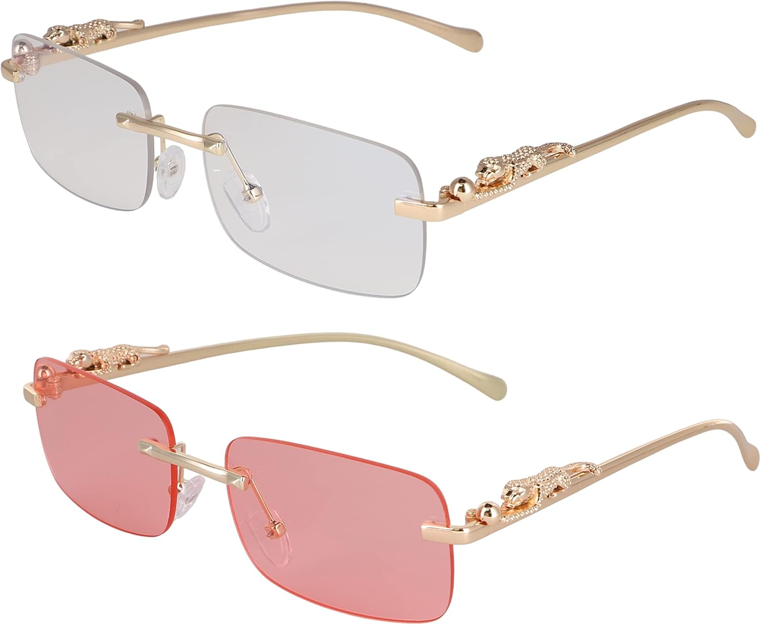 

Безупречные солнцезащитные очки большого размера без оправы для женщин и мужчин. Прямоугольные модные солнцезащитные очки без оправы (2 шт.: прозрачные и розовые) FLAWLESS EYEWEAR, 2 Pack: Clear and Pink