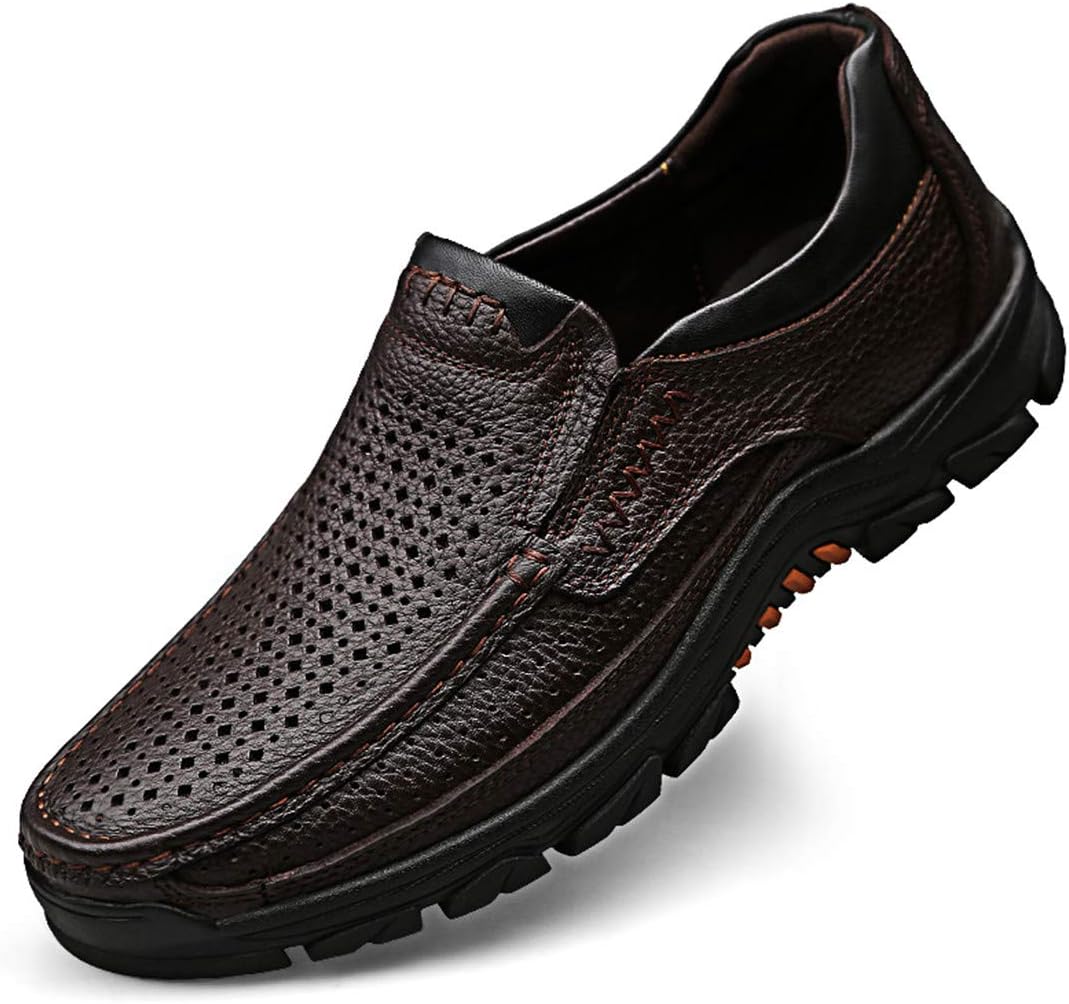 

Мужские туфли ZASDKN с вырезами, лоферы, летние дышащие повседневные кожаные туфли 9088, коричневый