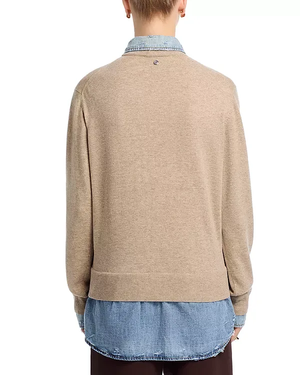 Многослойная джинсовая рубашка-свитер Acne Studios, Beige — фото 3