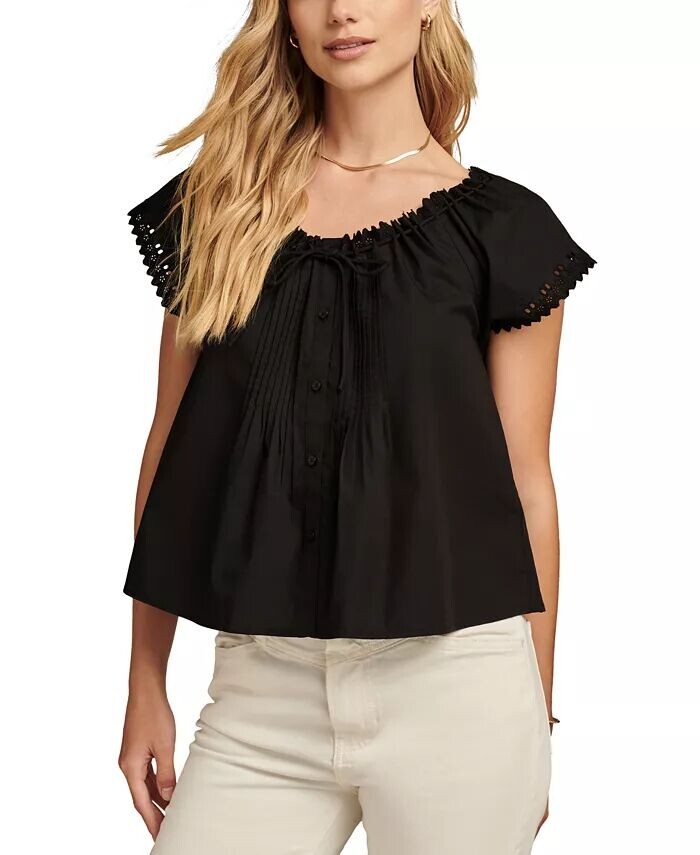 

Женская блузка Schiffli с защипами Lucky Brand, черный
