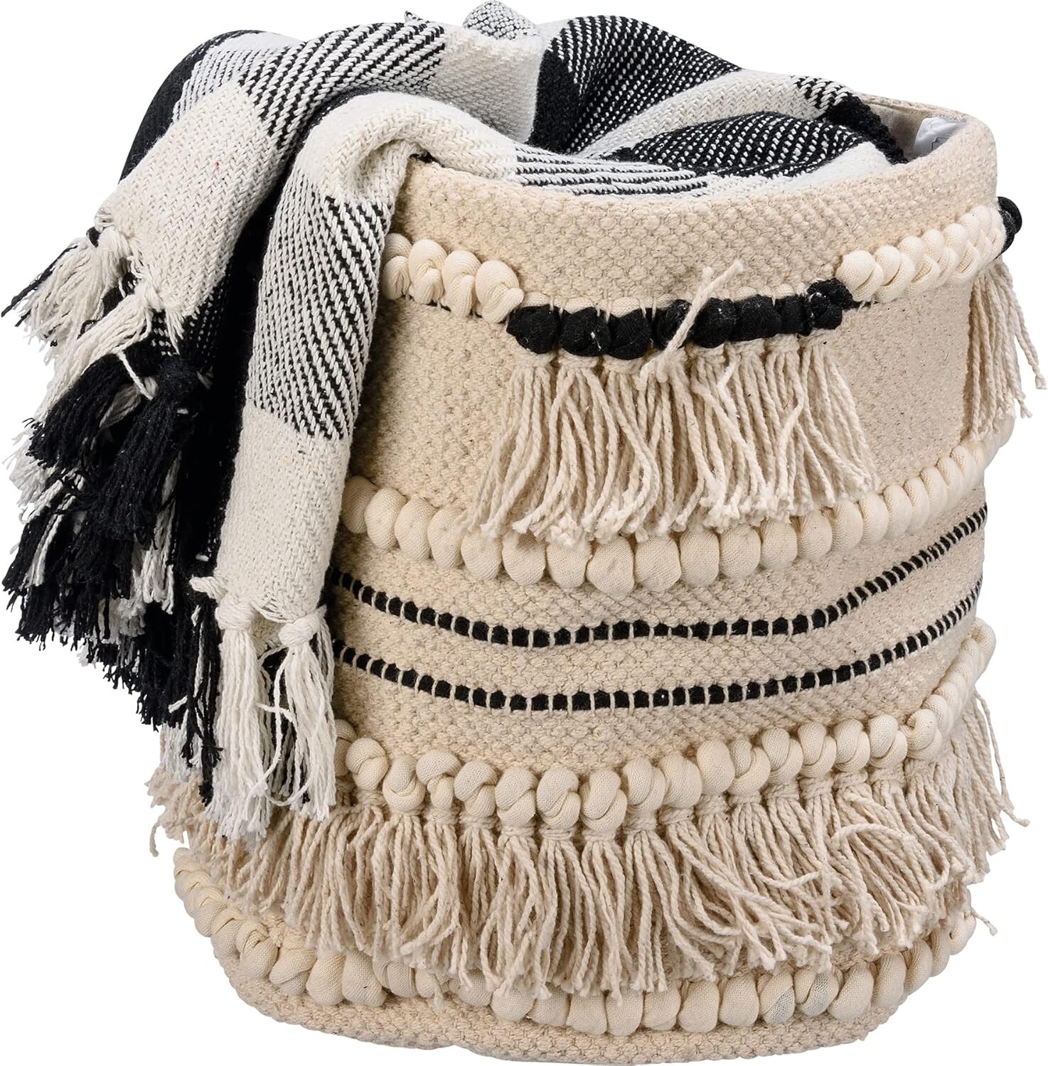 

Декоративная корзина Primitives от Kathy Black Tassels Primitives by Kathy, Cream