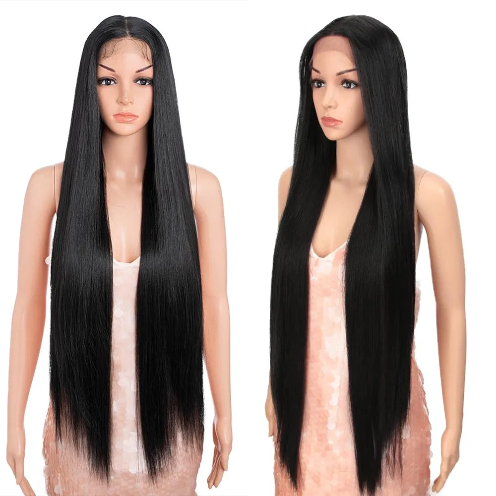 Длинный прямой парик Style Icon с кружевной передней частью, 96 см Style Icon, 1B