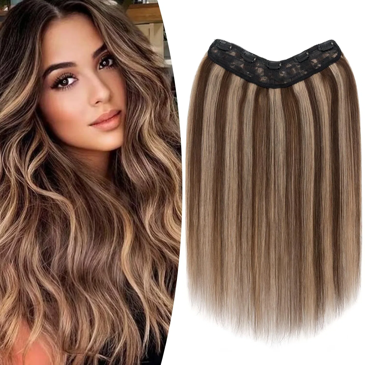 Накладные пряди для волос TESS Clip-In Remy Hair Extensions 55 см Tess, Caramel Balayage