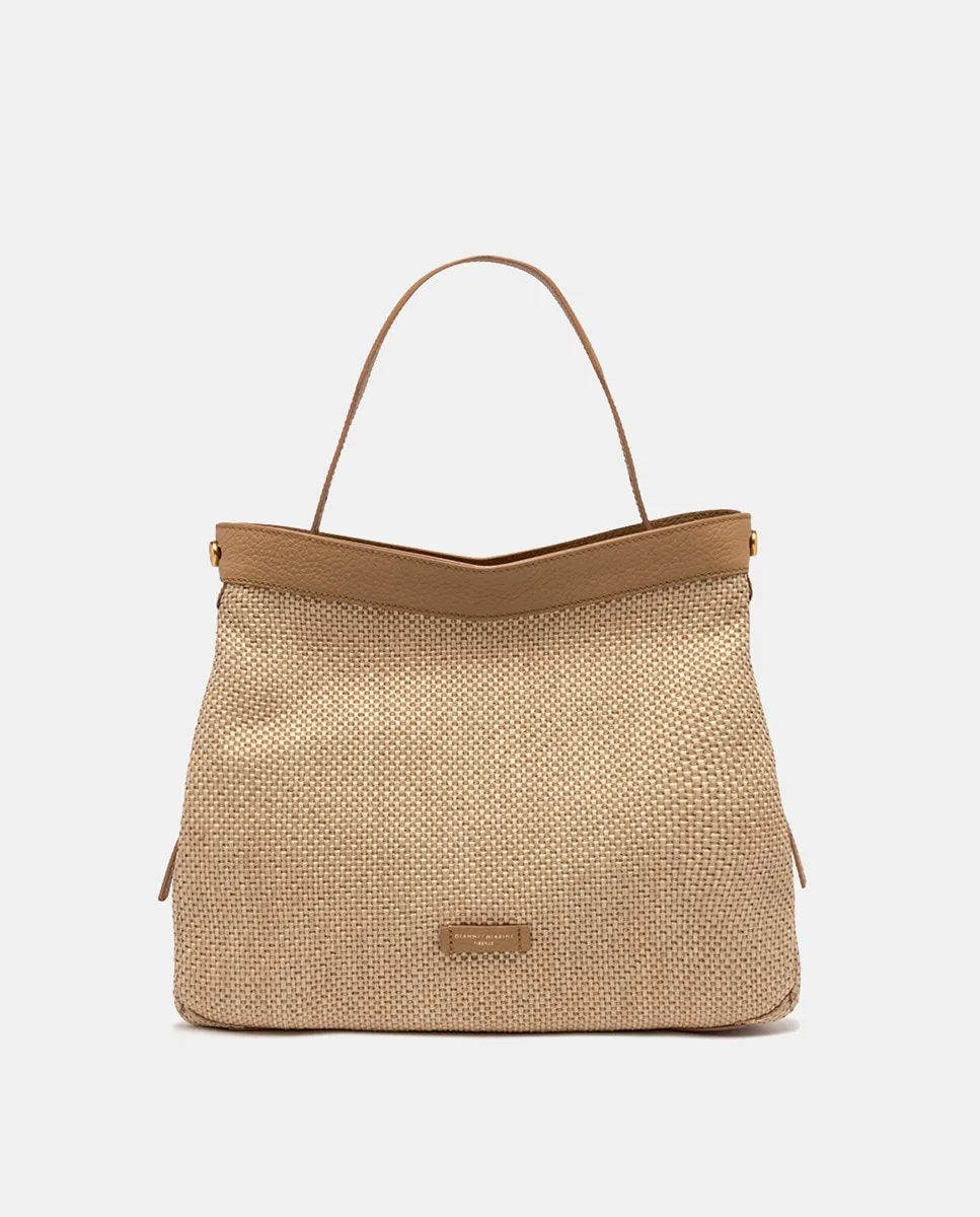 

Большая сумка через плечо из рафии Регулируемая ручка Gianni Chiarini, цвет Camel