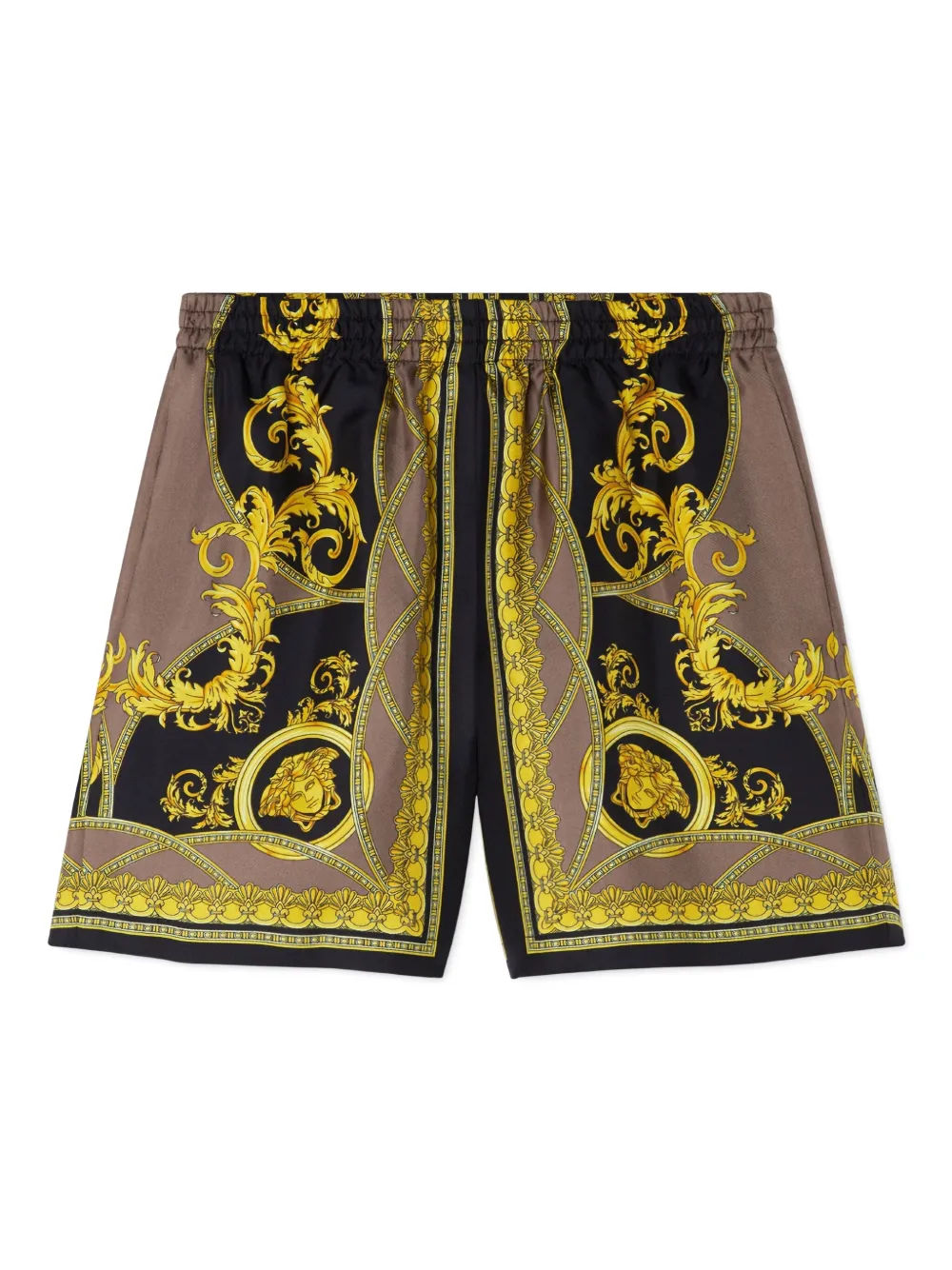 

Шелковые шорты с принтом Versace Kids, желтый