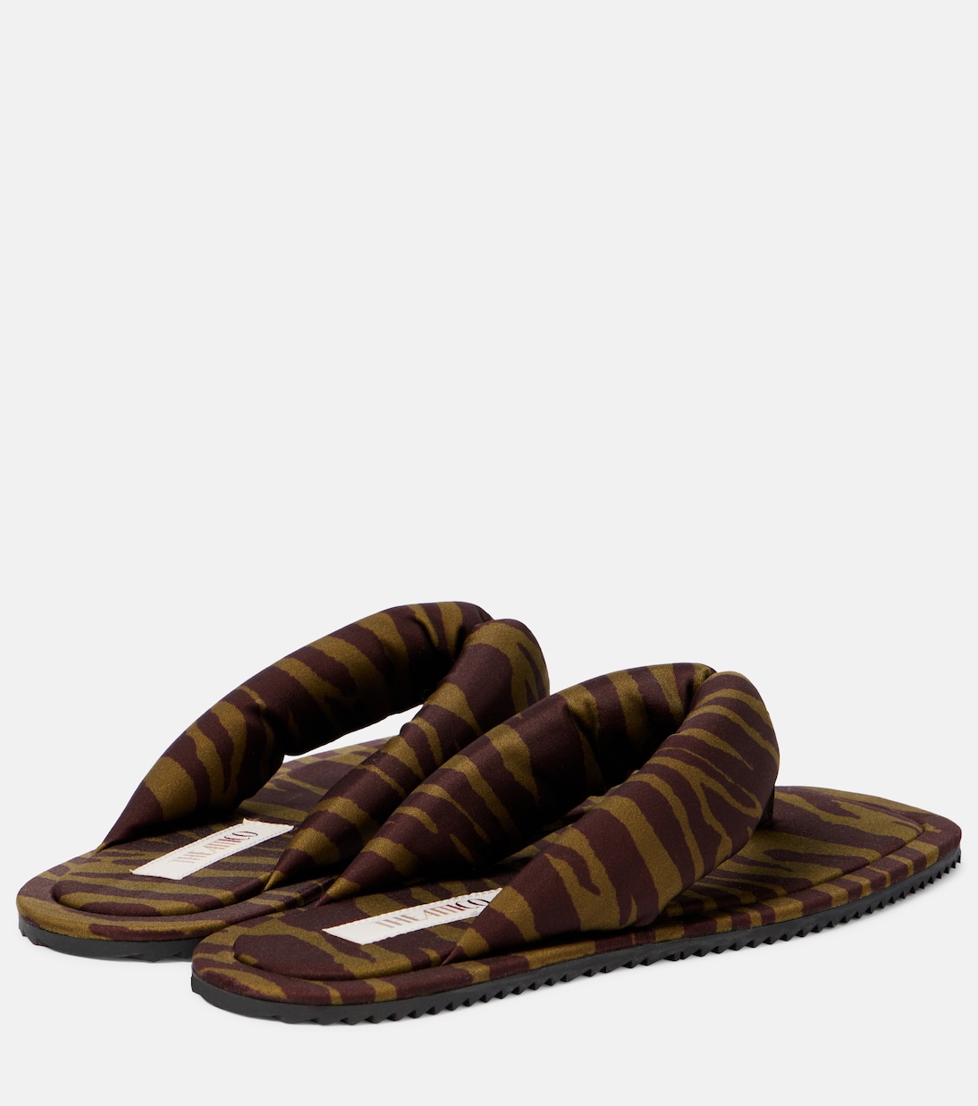 Инди-сандалии-танга в зебровом принте The Attico, Dark Green/ Dark Brown — фото 2