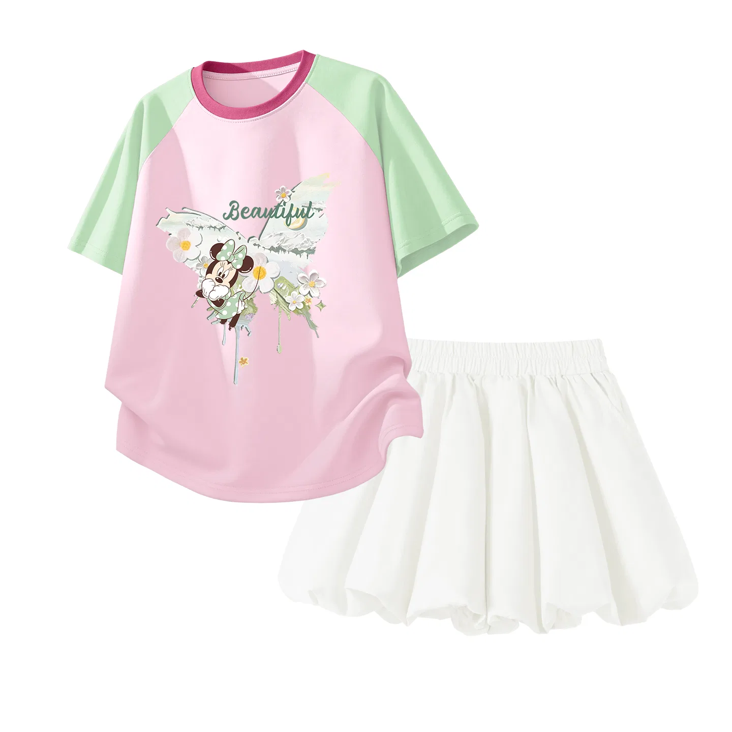 Спортивный костюм Disney Casual Sportswear 2 Piece Set для детей, зелено-розовый — фото 3