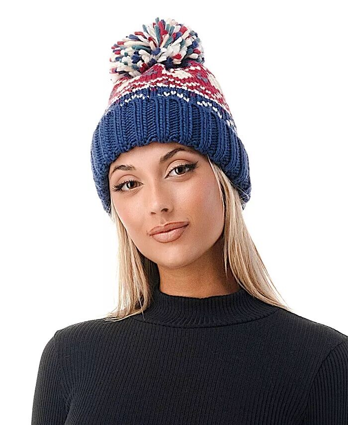 

Женская вязаная шапка с помпоном Fair Isle Heart Marcus Adler, синий