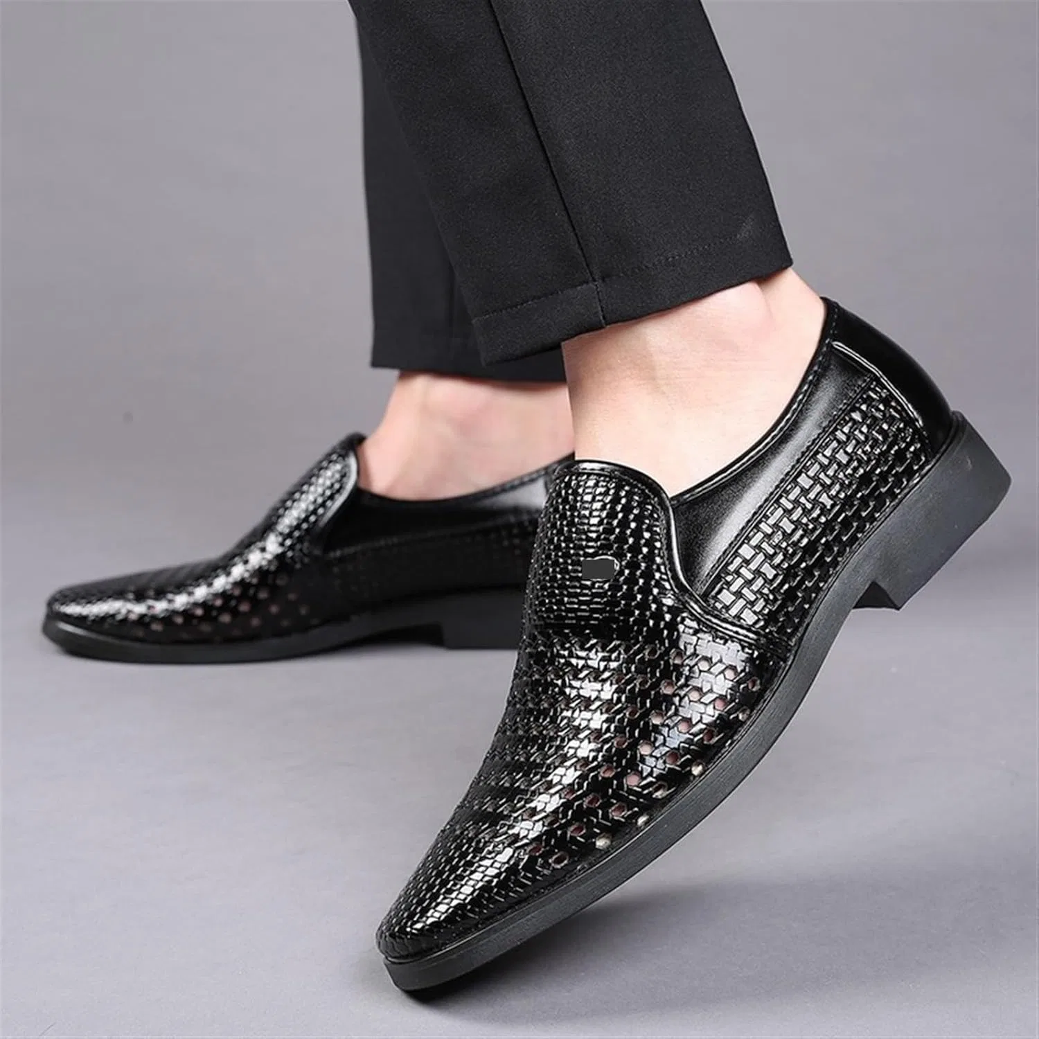 Лоферы мужские черные, Patent Leather EXAMEEEU — фото 2