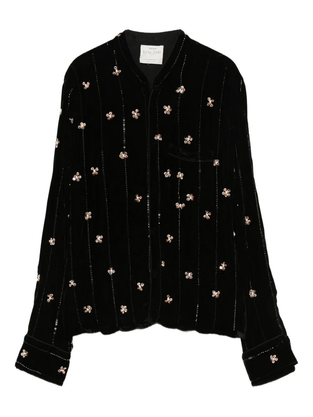 

Бархатная рубашка с пайетками Forte Forte, черный