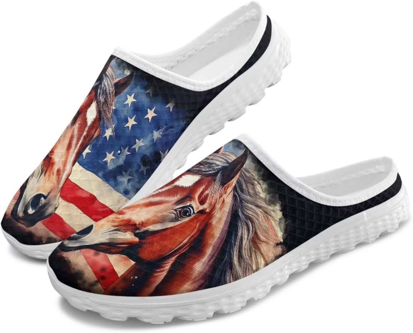 

Женские кроссовки Tomeusey на шнуровке без задника, с полусеткой, легкие, дышащие, повседневные для прогулок, Usa Flag Horse