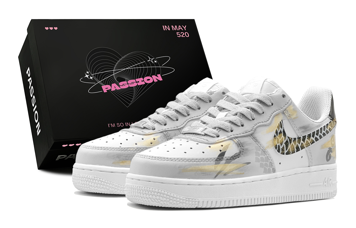 

Nike Кроссовки Air Force 1 Gilded Dragon Scales с низким верхом для скейтборда, мужские, серо-черные, с противоскользящим эффектом