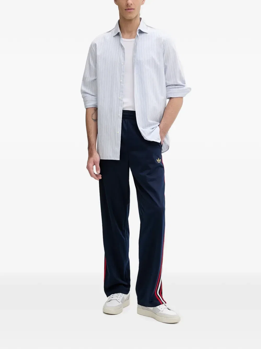 Спортивные брюки Firebird с вышитым логотипом и боковыми полосками Adidas, синий — фото 2