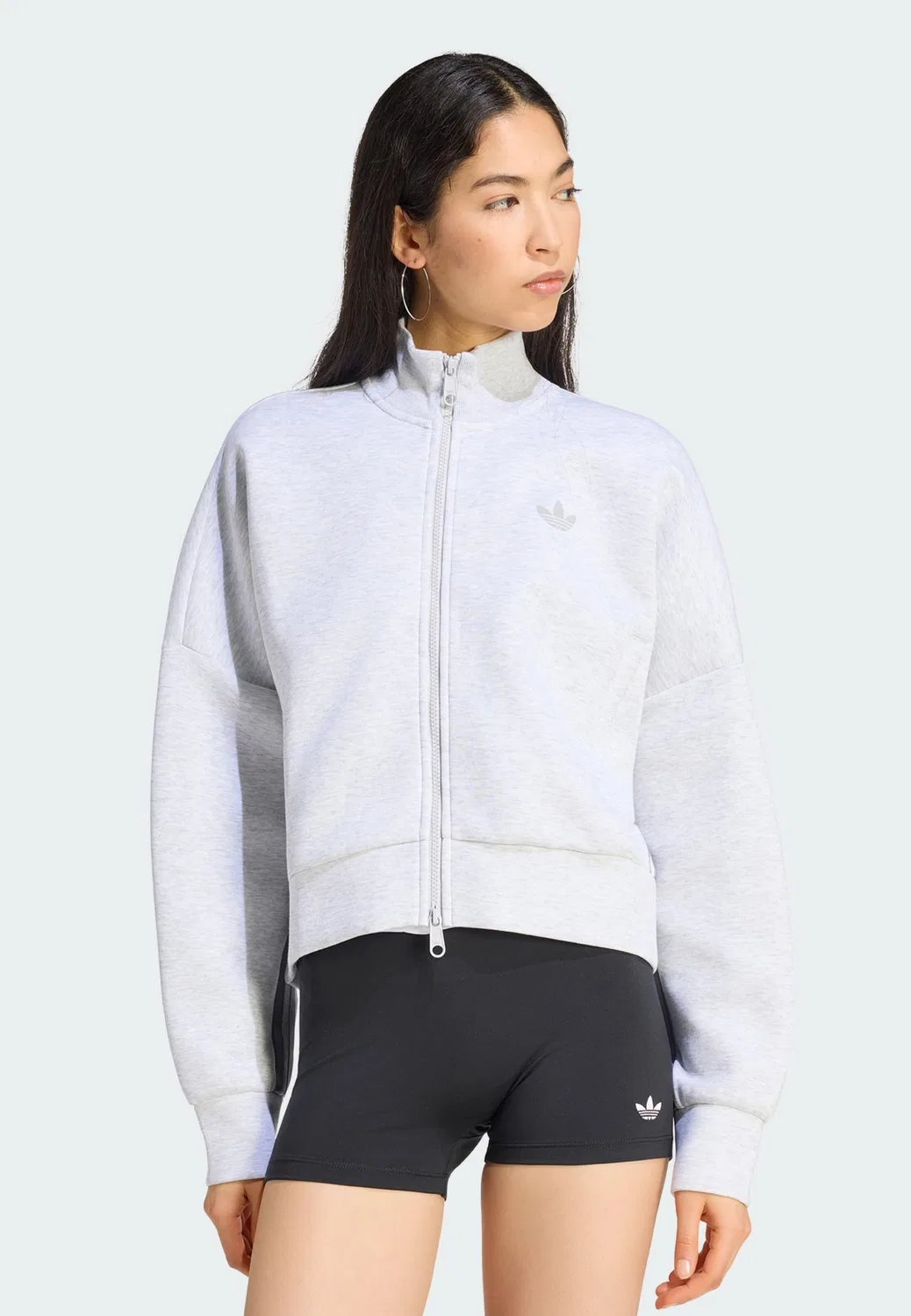 Худи на молнии Adidas Originals Spacer светло-серого цвета — фото 2