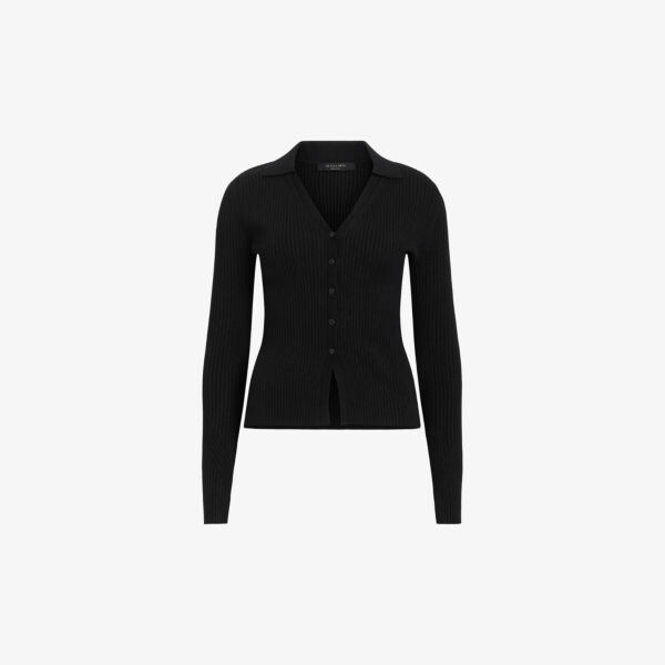 

Вязаный кардиган Cruz в рубчик Allsaints, черный