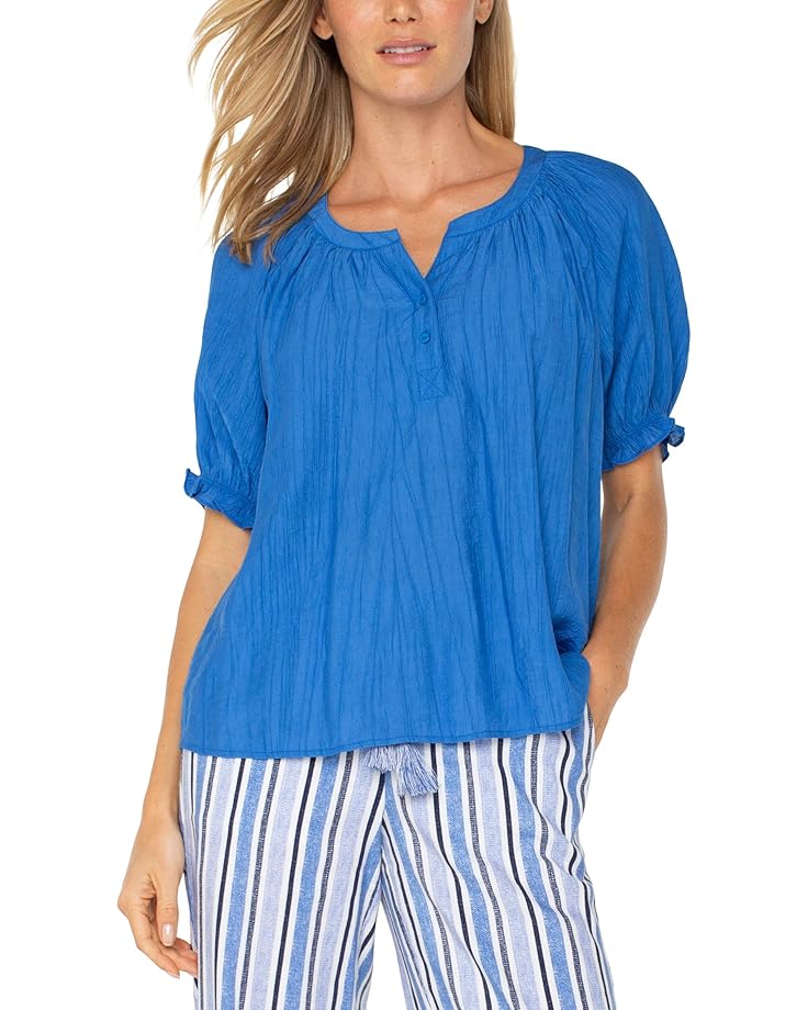 

Блуза Liverpool Los Angeles Short Sleeve Half Placket Woven Blouse, цвет Cobalt Blue