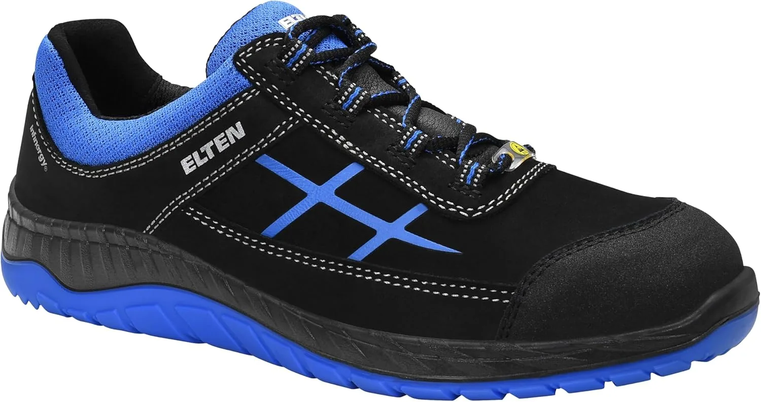 Защитные ботинки ELTEN Malvin Blue Low ESD S3S, для мужчин и женщин, кожа/текстиль, стальной защитный носок, легкие, спортивные, черный