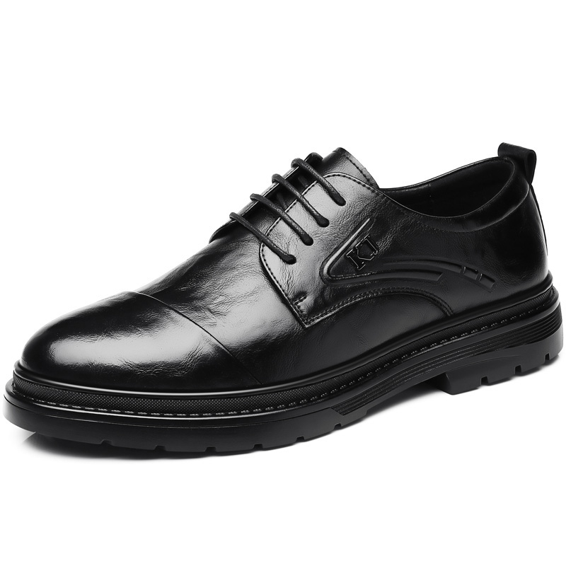 Мужские повседневные туфли KJ-523 Black со скрытой платформой, цвет KJ-523 Black Hidden Wedge — фото 4